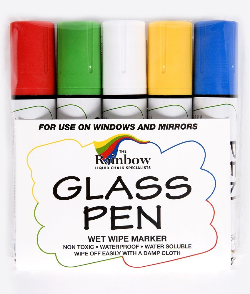 Glass Pens 15mm Broad Nib Assorted Packed