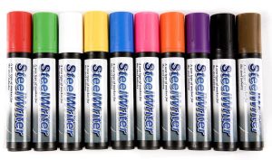 Steelwriter Metal Marking Paint Pen - Black - Washable Removable Industrial Marker for Writing & Drawing on Steel and Other Metals, Wet Erase, Best