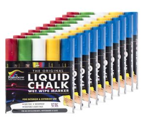 Arteza Liquid Chalk Markers, Water-Based 42-color Pack with 50 Chalkboard Labels