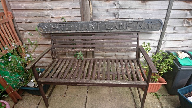 brown shabby chic garden bench
