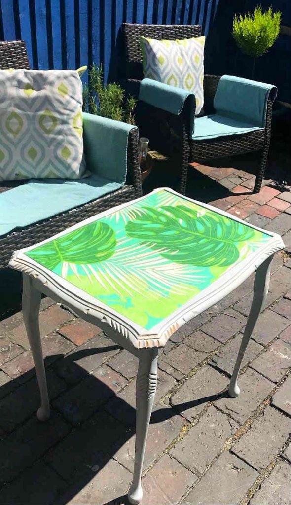 shabby chic glass-topped coffee table