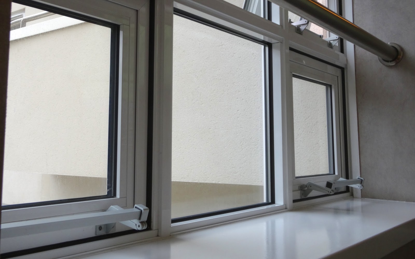 A set of closed UPVC windows